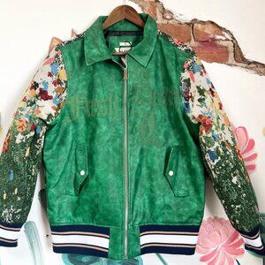 Majestik Faux Leather & Tapestry Jacket (Designer) Small New Without Tags